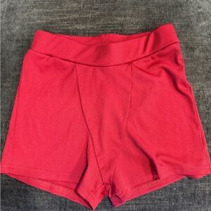 SHEIN Red High Waist Ribbed Shorts